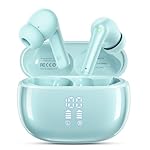 Wireless Earbuds, Bluetooth 5.3 Ear Buds, Headphones with Clear Stereo Sound, 40H Playtime with LED Digital Display, IPX7 Waterproof Earphones Built-in Mic for Phone Tablet Sports Workout, Jade
