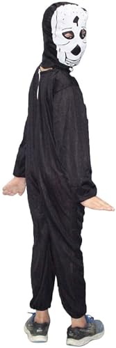 Image of Kaku Fancy Dresses Skeleton Fancy Dress Costume for Kids | Boys & Girls Halloween Party Outfit | Scary Skeleton Jumpsuit Set - 3-4 Year