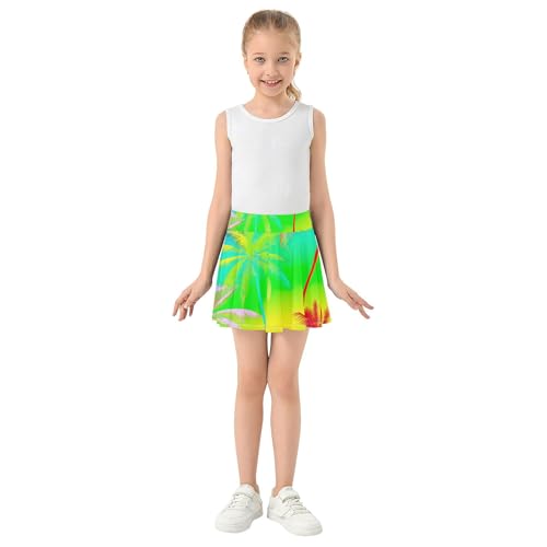 Tropical Palm Tree Colorful Gradient Toddler Tennis Skirts Kid Teen Girls' Shorts Athletic Skorts Butterfly Skirt 4t3