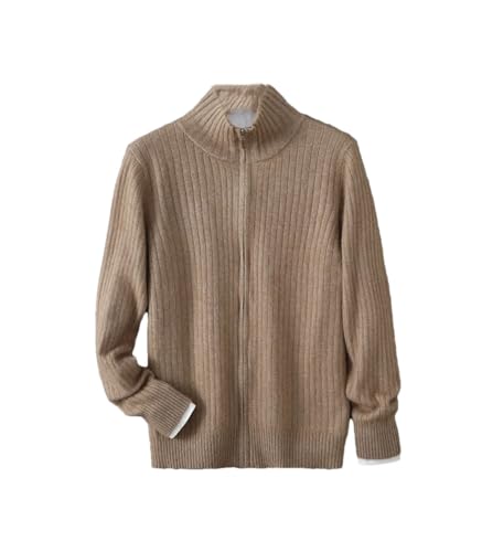 Men's 100 Percent Cashmere Sweater Men Stand Collar Knit Zipper Cardigan Sweater