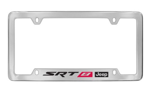 Jeep Red SRT-8 Chrome Plated Metal Top Engraved License Plate Frame Holder