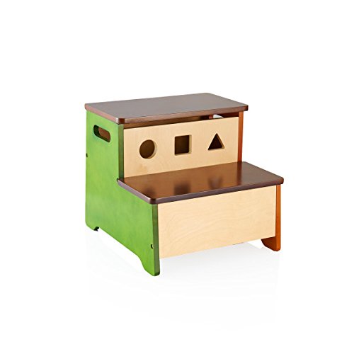 Guidecraft See and Store Step-Up - Children's Wooden Toy Storage Stool - Kids Learning Furniture