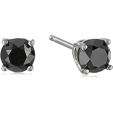 Vir Jewels 1/2 cttw Black Diamond Stud Earrings 14K White Gold Round Push Backs Prong Set Cover