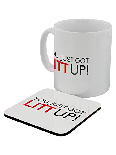 Grindstore Boccale You Just Got Litt Up Mug & Coaster Set Bianca