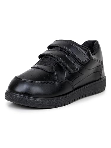 Image of ATHCO Unisex-Child Care-V2-Velcroo School Shoes | Soft Cushioned Memory Foam Heel Pad Support | Kid's | Boy's | Girl's | Children |Uniform Shoes | Lightweight | Velcroo |Easy Wear & Care| Formal Shoes | Padded Textured Heel Grip Lining | Breathable | All Day Comfort