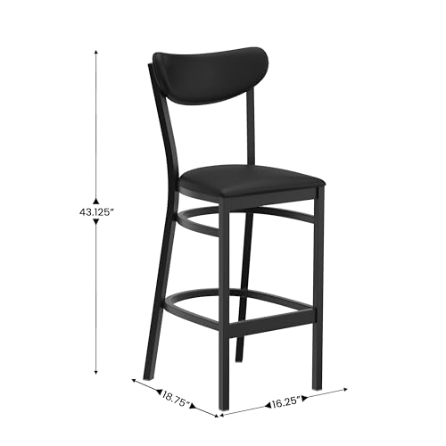 Image of Flash Furniture Wright Commercial Grade Barstool - Black Finish Vinyl Seat and Boomerang Back - 500 LB. Capacity Black Steel Frame - Integrated Footrest