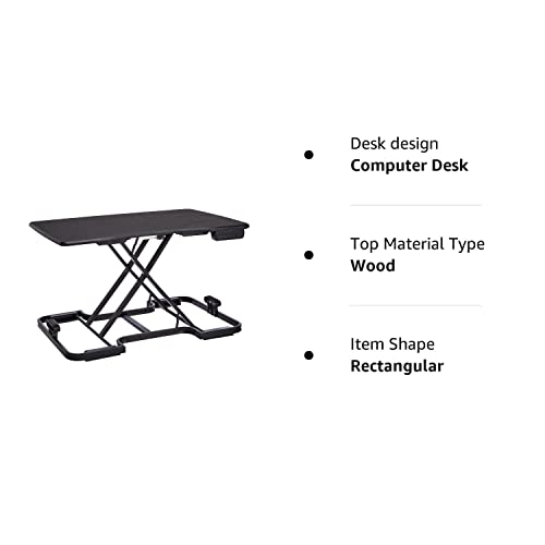 Amazon Basics 5-Level Adjustable/Portable Electronic Computer Workstation, Standing Desk Converter, Wood Surface - Black #TOP7
