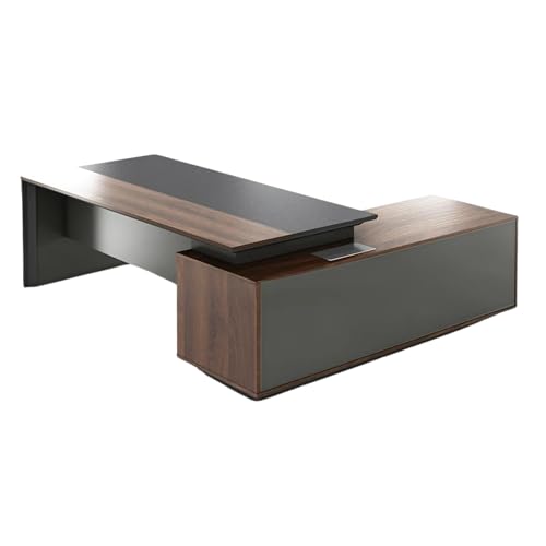 Image of Lakdi The Furniture Co Director & Executive L-Shape Table Luxury Modern Design CEO Office Desks with MDF with Laminate, Side Unit Storage & 3 Drawer, WireManager - LDL-579