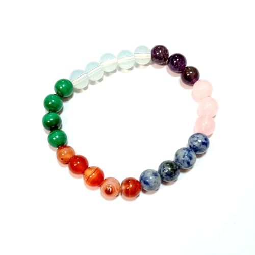 Prajet Bracelet combiné en cristal de guérison naturel certifié santé et bien-être pour homme et femme, perles de 8 mm, cadeau inspirant, horoscope, astrologie, taille unique, Cristal, Agate
