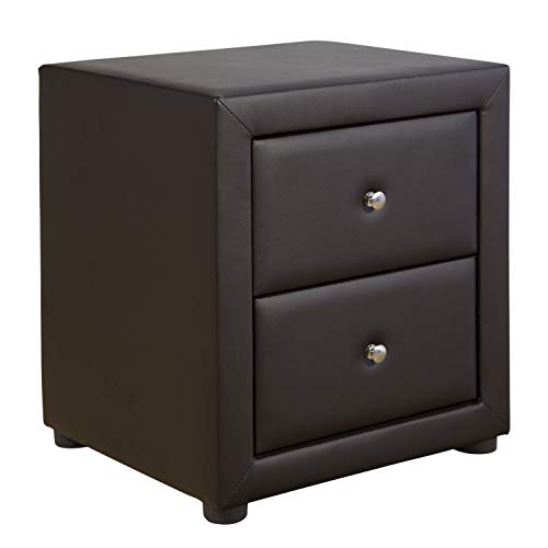Homestyle4u Table de Chevet Simili Cuir Brun Nuit