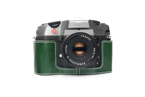 Étui cuir véritable Leica R9 R8 vert fait main pour éviter les rayures