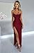 Memoriesea Women's Sexy Spaghetti Strap Bodycon Cowl Neck Party Cocktail Maxi Dress Burgundy