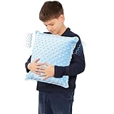 Bmag Sensory Vibrating Pillow for Autistic Kids and Adults,13” x 13” Sensory Toy Gift with Textured Therapy Stimulation Bumps Relief Stress Item for Toddler - Blue and Yellow