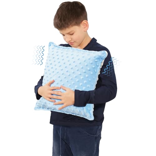 Image of Bmag Sensory Vibrating Pillow for Autistic Kids and Adults,13 inch x 13 inch Sensory Toy Gift with Textured Therapy Stimulation Bumps Relief Stress Item for Toddler - Blue and Yellow