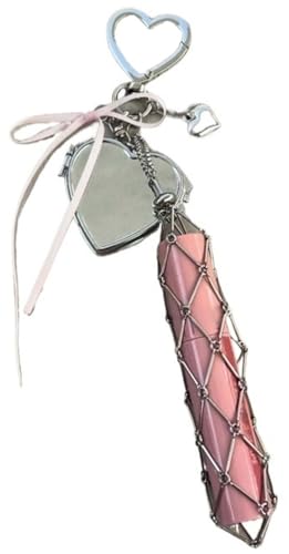 Porte-Rouge À Lèvres en Acier Inoxydable Chic avec Miroir, 2 en 1, for Sac À Main, Petit Sac De Rangement for Rouges À Lèvres en Cristal Porte-Rouges À Lèvres(Hearts)