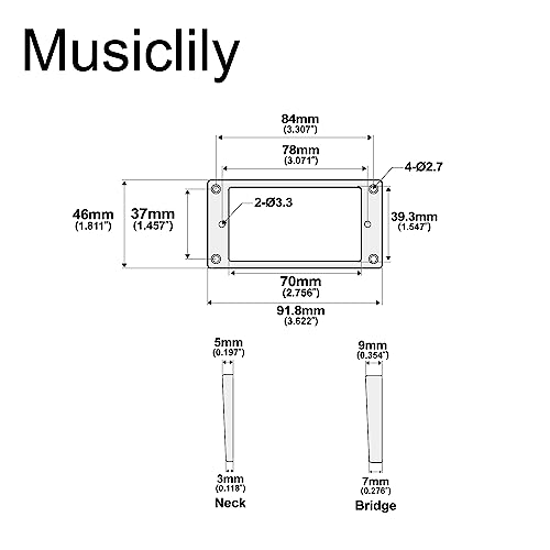 Musiclily Pro Base Curvada Kit com 2 Molduras Plástica para Guitarra Captador Humbucker Braço e Pont