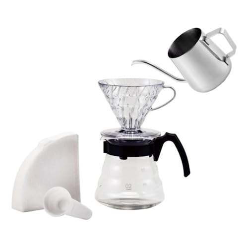 Kit Meu Café Barista Hario V60-02 + 40 Filtros Hario V60-02 + Chaleira Pescoço de Ganso Inox 350ml