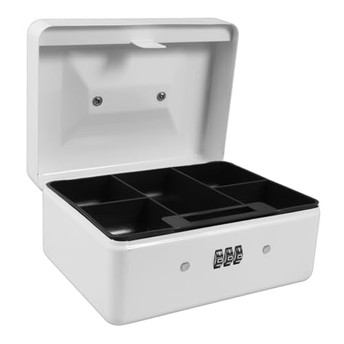 NUOBESTY Kleine Geldkassette Mit Passwort Tragbare Metal Safe Box Mit Abnehmbarem Einsatz Abschließbare Aufbewahrung Für Bargeld Und Dokumente Vielseitiger Geld Organizer Für Zuhause Und