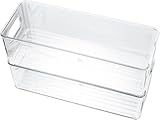 LINLINOI 2 St&uuml;ck Transparente K&uuml;hlschrank-Boxen, Aufbewahrungsorganisator mit Henkel, Vielseitiger Kunststoff-Organizer f&uuml;r K&uuml;che, Schrank, Kosmetik & B&uuml;ro