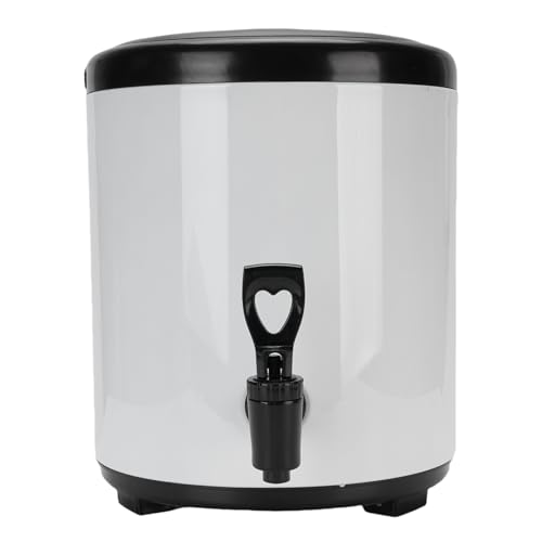 Mtlavishness Insulated Beverage Dispenser 6L 304 Stainless Steel Hot and Cold Beverage Dispenser for Milk, Tea, Juice, Soup, Commercial Use, Portable Thermal Dispenser Bucket with (White)