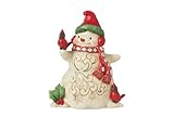 Enesco Jim Shore Heartwood Creek Snowman with Earmuffs and Cardinals Figurine- Stone Resin Hand Painted Crafted Collectible Snowman Figurines Christmas Home Decor Statue, 5.51 Inch