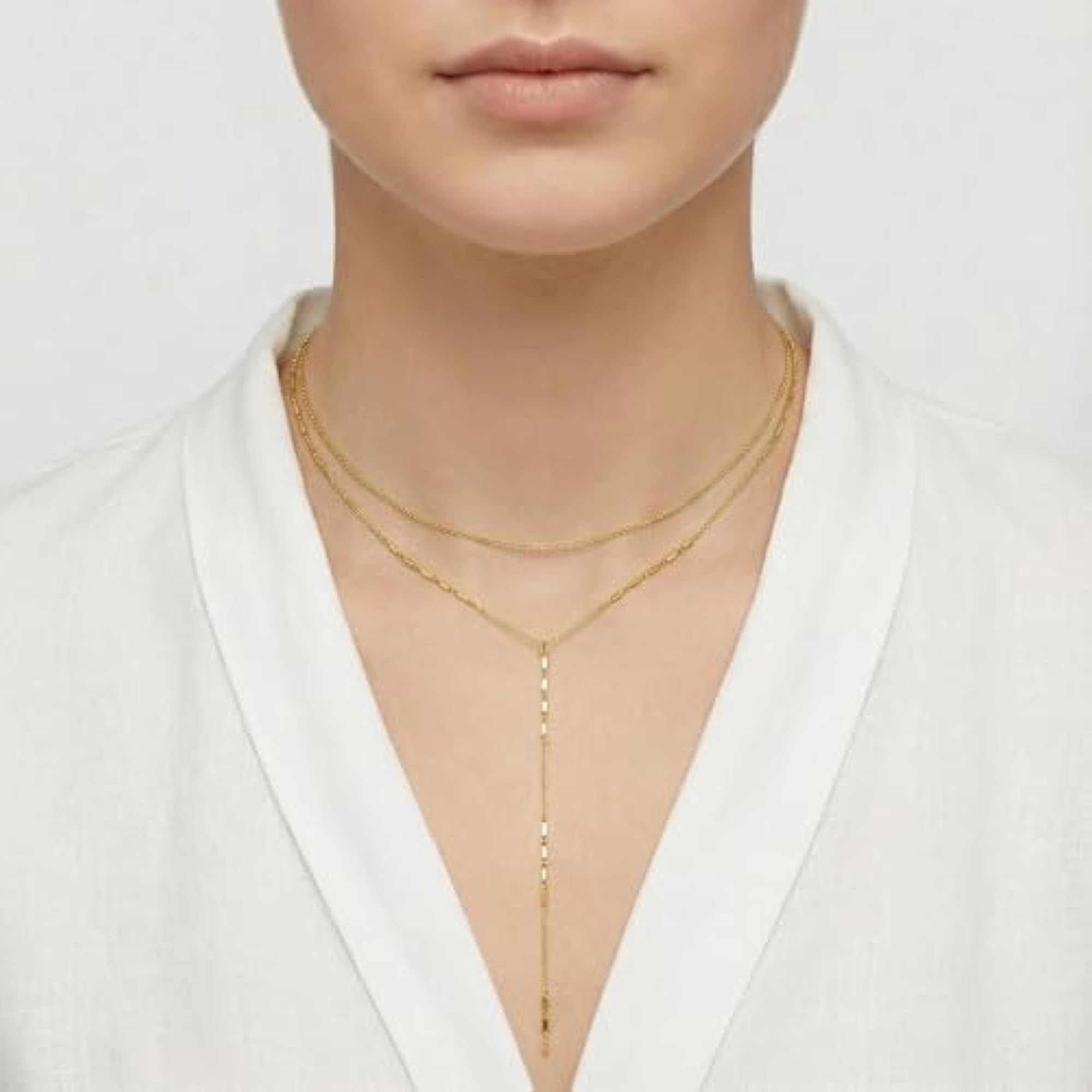 Women's Gold-Plated 925 Sterling Silver Layered Chain Necklace, Gift for Her