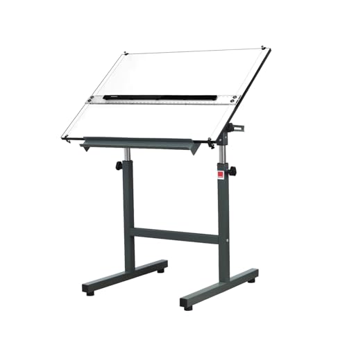 Image of Isomars A1 Adjustable Drafting Table with Parallel Motion Scale, Height Adjustable 35 inch to 47 inch, 180 Tilting Drawing Board, Professional Drafting Desk for Architects, Engineers, Artists & Designers