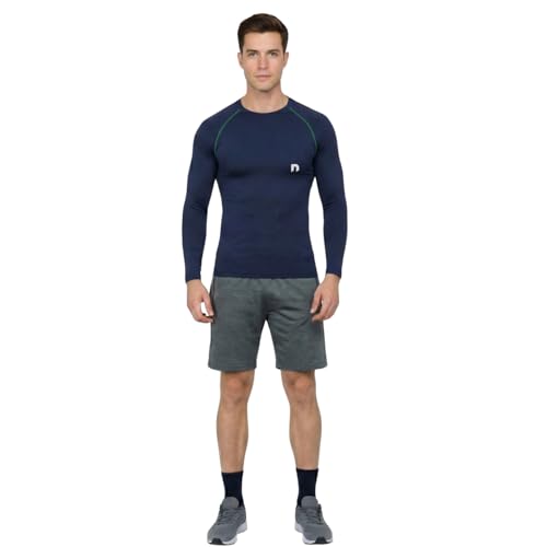 Image of NEVER LOSE Men's Compression Ultima T-Shirt Top Skin Tights Fit Lycra Inner Wear Full Sleeve for Gym Cricket Football Badminton Sports Combo (Pack of 2)