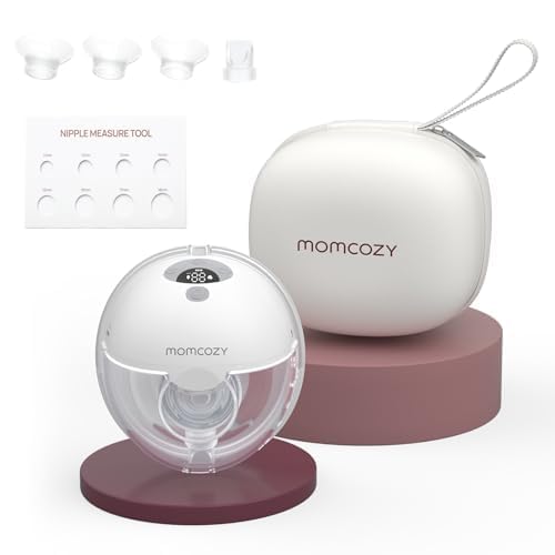Momcozy M5 Sacaleches Eléctrico Manos Libres, Extractor de Leche Portátil de Boca de Bebé Brida de Doble Sellado con 3 Modos y 9 Niveles, Sacaleches Manos Libres, embudo 24 mm