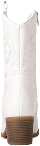 GLOBALWIN Women's Mid Calf The Western Cowgirl Boots Fashion Cowboy Boots For Women Chunky Low Heel, 19yy17 White, 10 — view 4