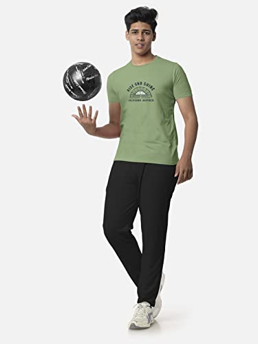 Image of BULLMER Black Trendy Typographic Printed Round Neck Half Sleeve Tshirt for Men
