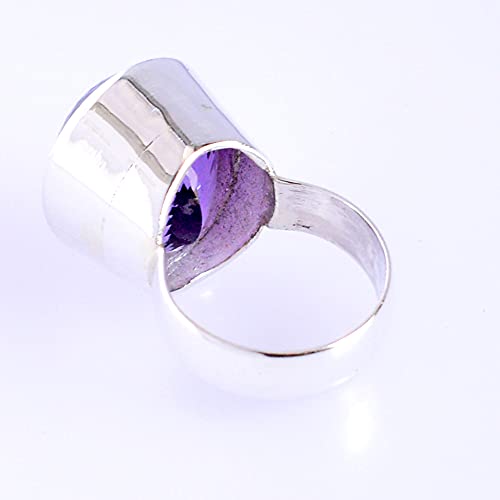 Plata de ley 925 fina con amatista morada ovalada de alta pureza y dise&ntilde;o exclusivo 6
