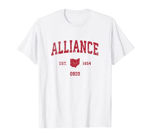 Alliance Ohio OH Vintage Sports Design Red Print T-Shirt