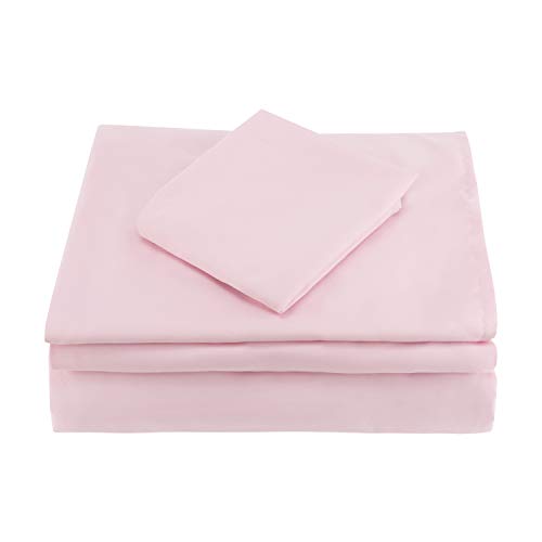 Everyday Kids 4 Piece Toddler Bedding Set - Includes Comforter, Flat Sheet, Fitted Sheet And Reversible Pillowcase - Solid Pink #TOP4
