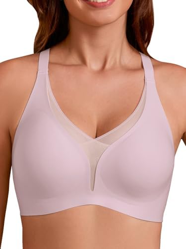 COCOMARTS Jelly Bras for Women No Underwire Push Up Deep V Mesh Comfort T Shirt Bralette Wireless Seamless Everyday Bra