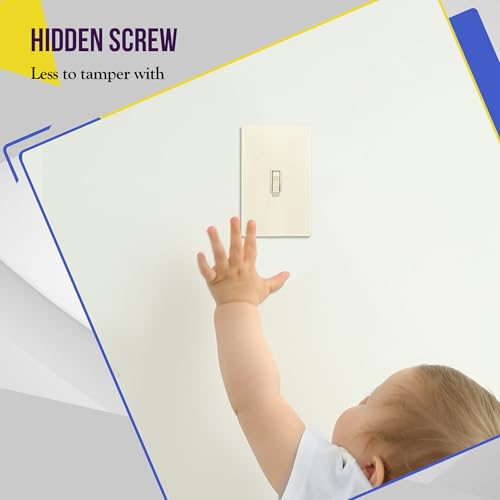 Image of ENERLITES Screwless Toggle Switch Wall Plate, Child Safe Light Switch Cover, Standard Size 1-Gang 4.68 inch x 2.93 inch, Unbreakable Polycarbonate Thermoplastic, UL Listed, SI8811-LA5P, Light Almond, 5 Pack