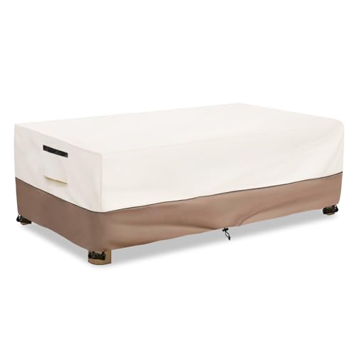 SoloToo Outdoor Coffee Table Cover Waterproof Heavy Duty Patio Rectangular Side Table Covers 48W x 28D x 16H Inches Outdoor Tables Cover (Beige)