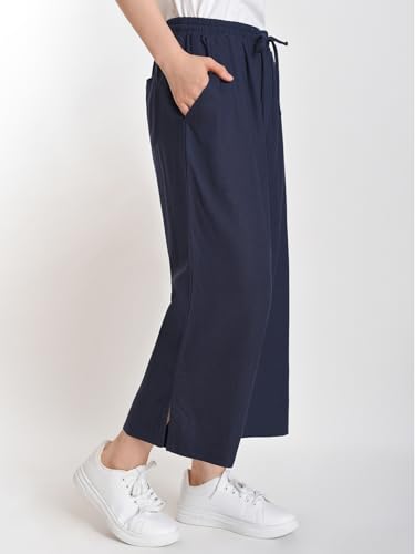 Weintee Women's Lightweight Linen Capri Pants Summer Capris Wide Leg2