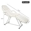LEADZM Table de Massage Pliante Professionnelle avec Tabouret à roulettes Legere Aluminium Housse Table Massage Lit Cosmétique Massage 3 Sections Portable Ergonomique Blanc