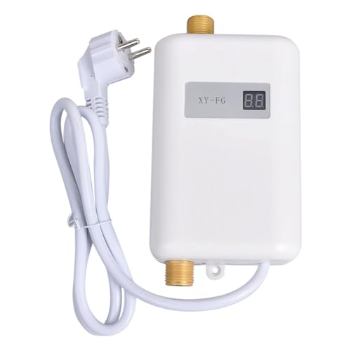 Oiqippnbv Calentador de Agua Instantáneo 3800W Mini Tanques Eléctricos Calentador de Agua Caliente Pantalla Digital para Baño Cocina Lavado Enchufe de la UE