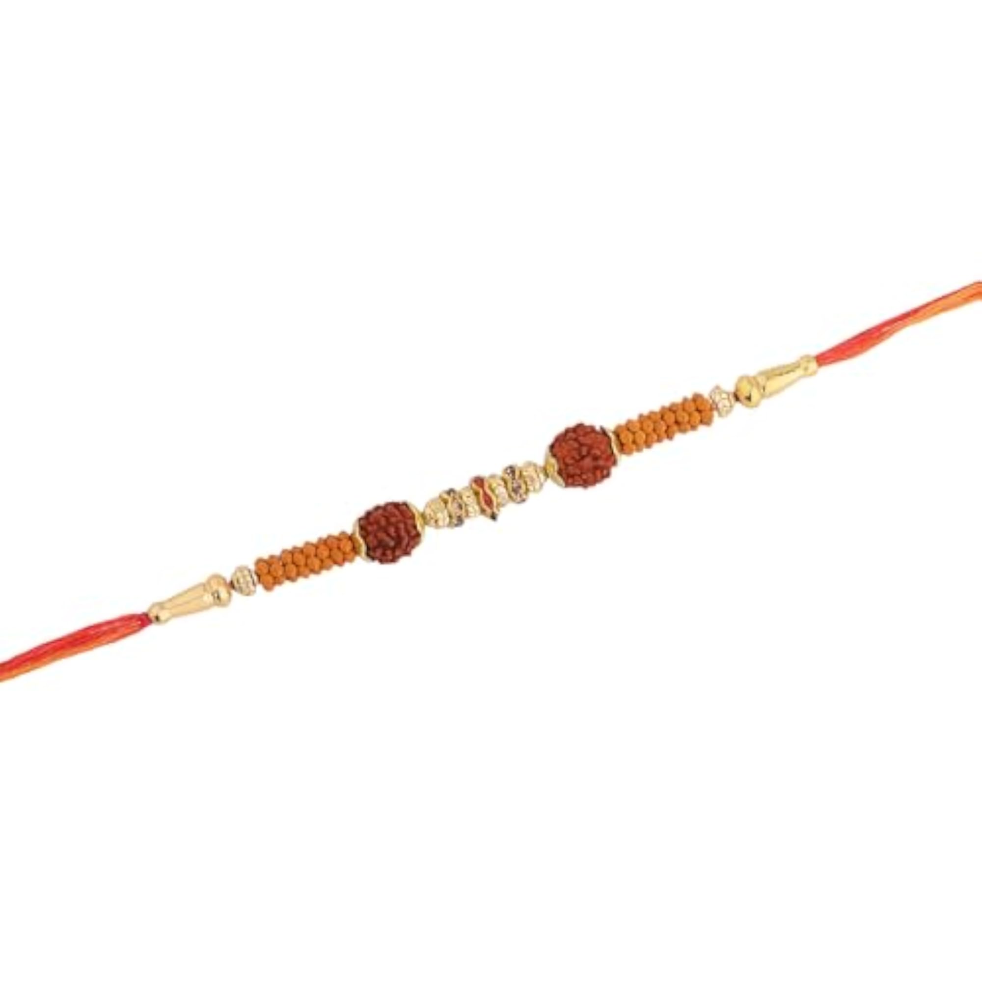 Golden Grace Rudraksha Thread Rakhi for Brother