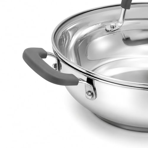 Image of Vinod Tivoli Stainless Steel Kadai with Glass Lid 26 cm - 3.6 litres