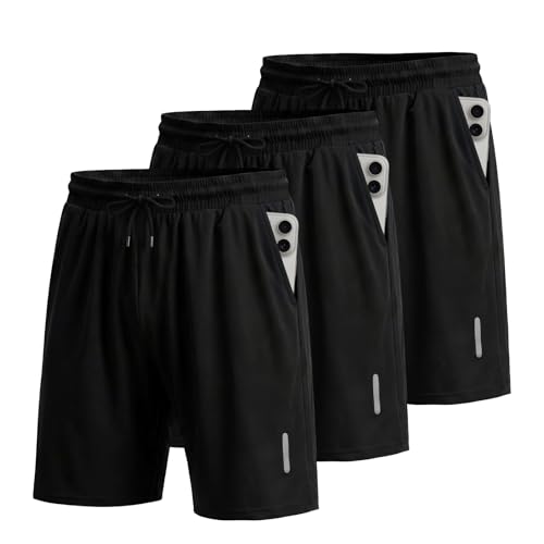 Short de sport court homme respirant et séchage rapide avec poches zippées