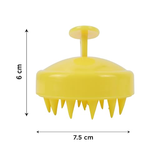 Image of NFI essentials Hair Comb Brush Head Scalp Massager Scrubber, Adults Children Thick /Thin Hair, Mold-Free Solid Silicone for Healthy Hair Growth Dry Scalp Dandruff (Yellow)