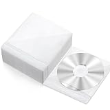 Harloon 100 Pieces CD DVD Sleeves Double Sided Refill Plastic Sleeve for Blank Storage Binders Disc Sleeves Disc Holder for Protection Replacement, White