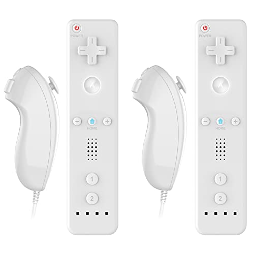 2 Pack Remote Controller Gesture Controller And Nunchuck Joystick Compatible For Wii/Wii U, Controller With Silicone Case And Wrist Strap - White #TOP20