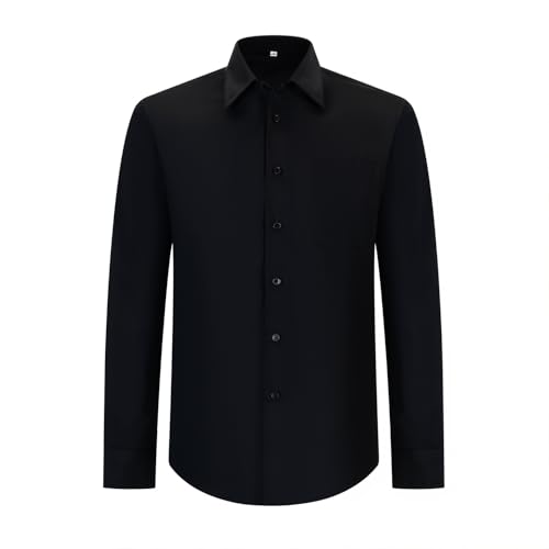 Camisa Camarero Hombre con Mangas LARGAS - Uniforme HOSTELERIA para Hombre - S834 (FR/ES, Letras, S, M, Regular, Regular, Negro -1)