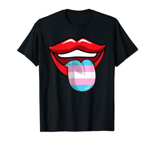 Transgender Lip Tongue LGBT-Q Cool Trans Pride Flag Color T-Shirt