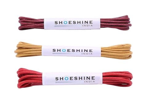 Image of SHOESHINE Formal Round Shoelace Waxed Cotton Thin Shoe Laces - 3 Pair