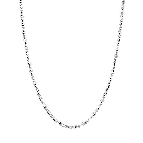 Peora 14K White Gold Raso Style Chain Necklace 1.0mm 16 inches